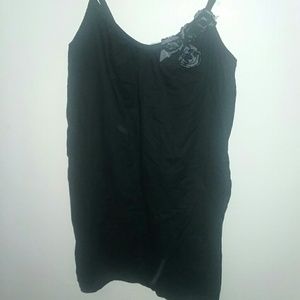 black dress accented with flowers